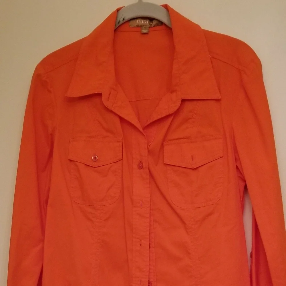 NWT Orange Ellen Tracy Blouse - Picture 2 of 5
